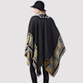 Miniatyrbild 5 av 5: Geometrisk sjal halsduk Öppen front Poncho vinterkofta för dam