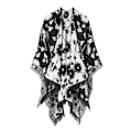 Miniatyrbild 1 av 2: Fringed Hem Sjal Etnisk Stil Poncho Vinterkofta för Dam