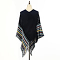 Miniatyrbild 2 av 2: Pullover Cape Winter Lös stickning Poncho med tofs för dam