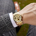 Miniatyrbild 2 av 2: Automatisk mekanisk watch för män Casual Skeleton Watch Gold Multi Dial