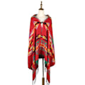 Miniatyrbild 1 av 4: Färgglad Geometrisk Pashmina Sjal Wrap Tjock Varm Poncho Öppen Front Cape med Tofs för Dam