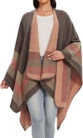 Stickad poncho-sjal för dam, oversized, varm cape med öppen front
