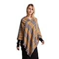 Miniatyrbild 1 av 3: Höst Vinter Ränder Poncho Virkad Poncho Stickmönster Pullover Wrap för kvinnor