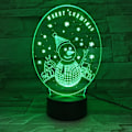 Miniatyrbild 2 av 2: Jul 3D Liten Nattlampa Väckarklocka Bas Färgglad LED-ljus Snögubbe