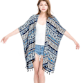 Miniatyrbild 3 av 5: Spring Summer Poncho Kaftan Sjal med Tofs Öppen Front Cardigant för Dam