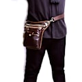 Miniatyrbild 5 av 5: Brunt läder män benväska Drop midjeväska, lår Fanny Pack för resor utomhus ridning