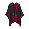 Miniatyrbild 1 av 5: Sjalomslag Dubbelsidig Jacquard Poncho Open Front Cape för dam
