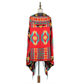 Miniatyrbild 2 av 4: Färgglad Geometrisk Pashmina Sjal Wrap Tjock Varm Poncho Öppen Front Cape med Tofs för Dam