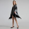 Miniatyrbild 4 av 5: Grå fransad fåll Pashmina Sjal Wrap Tjocka Varm Poncho Öppen Front Cape for Lady