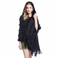 Miniatyrbild 1 av 2: Höst Vinter Hoodie Pullover Cape Fringed Fåll Pashmina Poncho for Lady