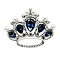 Miniatyrbild 1 av 2: Klassisk Corsage Crown Dam Brosch Blå Glas Brosch Pin