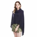 Miniatyrbild 2 av 2: Lady's Cape med fransad fåll polotröja omlott Virkad Poncho Batwing Blus