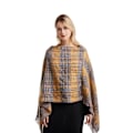 Miniatyrbild 2 av 3: Höst Vinter Ränder Poncho Virkad Poncho Stickmönster Pullover Wrap för kvinnor