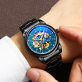 Miniatyrbild 2 av 2: Casual för män Automatisk mekanisk watch Blue Dial Läderrem
