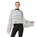 Miniatyrbild 2 av 3: Färgglad geometrisk ponchofransad fåll Batwing Blus Stickning Cape med tofs för dam