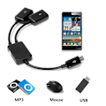 Pikkukuva 1 / 5: Dual Micro USB OTG Hub Host Adapter -kaapeli Tablet PC:lle ja Sma:lle Black one size