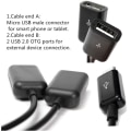 Miniatyrbilde 3 av 5: Dual Micro USB OTG Hub Host Adapter-kabel for nettbrett og SMA Black one size