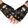 Pikkukuva 2 / 8: Nahkaiset Sormettomat Lyhyet Käsineet Mustat Niitit Stud Half Finger M Black One Size