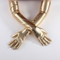 Miniatyrbilde 1 av 8: Stretch PU skinn Skinny Lang hanske Punk Rock Hip Hop Jazz Dis Gold long
