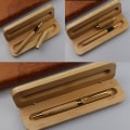 Miniatyrbillede 2 af 5: Bambus kuglepenne æske etui Brugerdefineret pen favoriserer fars dag Ba Ball pen one size