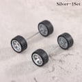 Pikkukuva 1 / 5: 1Set 1:64 auton pyörä kuumapyörän kumirenkaaseen pyörän akselilla Mo Silver onesize