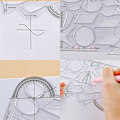 Pikkukuva 5 / 5: Kulmageometrinen piirustusmalli Circle Maker -piirustusviivain Mul Clear A1