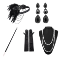 Miniatyrbilde 1 av 8: 1920-talls Flapper Costume Pannebånd Halskjede Hanskearmbånd Gatsby M D Onesize