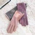 Miniatyrbilde 7 av 8: Vinterhansker for kvinner, tykke, myke, varme, i skinn, mote, utendørs Gray