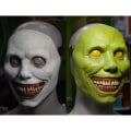 Miniatyrbilde 2 av 8: Uhyggelig Halloween-maske Smilende demoner Skrekkansikt maskerer ondskapen White A1