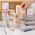 Miniatyrbilde 1 av 7: Pennebeholder solid akryl multifunksjonell skrivebordssminke Brus Transparent onesize