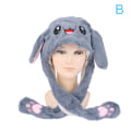 Miniatyrbillede 1 af 5: Kvinders Movable Bunny Ears Hatte Med Lys Piger Vinter Plys Gray B