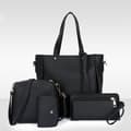 4-pack Handväskeset Dam PU-Läder Axelväska Fyra-delad Bild black
