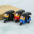 Pikkukuva 3 / 5: Alloy Tricycle Retro Simulation Model Three Wheeled Motorcycle Blue 1pc