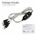 Miniatyrbillede 3 af 5: USB IN-OUT MIDI Cable Converter PC til Music Keyboard Adapter Co Black One Size