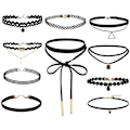 Miniatyrbillede 2 af 4: 10 stk. Choker Halskæde Sort Klassisk Fløjl Stretch Gotisk Black Set