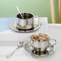 Miniatyrbillede 7 af 8: Kaffekop dobbeltlags varmbestandig kaffekopsæt rustfrit Silver A2