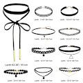 Miniatyrbillede 4 af 4: 10 stk. Choker Halskæde Sort Klassisk Fløjl Stretch Gotisk Black Set