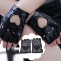 Miniatyrbilde 4 av 8: Nye kvinner Punk Leather Driving Biker Fingerless Votter Dance M Black One Size