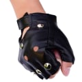 Pikkukuva 5 / 8: Nahkaiset Sormettomat Lyhyet Käsineet Mustat Niitit Stud Half Finger M Black One Size