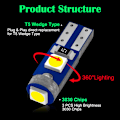 Pikkukuva 4 / 5: T5 Led Polttimo 3smd 3030 W3W W1.2W Led Canbus auton sisävalot light white