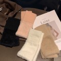 Miniatyrbillede 5 af 8: Bløde plys vinterhandsker med halvfinger, strikket, fingerløs G Pink onesize
