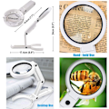 Miniatyrbillede 3 af 4: Et hvidt batteri Forstørrelsesglas med 8 LED-lys, 5X 11X Håndholdt og Foldbar Lup & Belyst Bordmodel 2 i 1 Opgraderet Version til Seniorer og