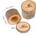 Miniatyrbillede 2 af 5: Et par bryllups ringæsker i træ (diameter 6 cm, MRS, MR), med bryllups ringæske beslag til opbevaring ved bryllupsforlovelsesfester og Valentinsdag