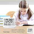 Miniatyrbillede 5 af 5: Lydløs LCD Digital Stor Skærm Rejse Foldbart Elektronisk Vækkeur Med Temperatur Dato Tid Kalender White
