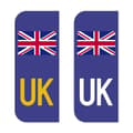 12 st nummerplåtsdekaler för Storbritannien | Europeiska dekaler (vit + gul)