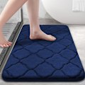 Miniatyrbillede 1 af 5: Skridsikkert badeværelsestæppe, Memory Foam badeværelsestæppe, Absorberende badeværelsestæppe, Maskinvaskbart - 50x80cm, Navy