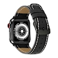 Miniatyrbillede 2 af 5: Kompatibel med Apple Watch rem - sort, 49mm 45mm 44mm 42mm læder udskiftningsarmbånd rem kompatibel med Apple Watch Ultra Series 8 7 45mm SE