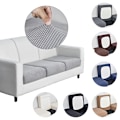 Miniatyrbild 5 av 5: Grå Hög Elastisk Soffa Säte Överdrag Vardagsrum Soffa Säte Överdrag Mjuk Halkskydd Möbel Överdrag med Elastisk Botten