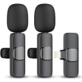 Miniatyrbild 1 av 5: 2-pack Trådlös Lavalier Mikrofon för iPhone iPad, Slagmikrofoner Plug-Play 2.4G Ultralåg Fördröjning Inbyggt Brusreduceringschip 8H Arbetstid för Video
