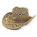 Miniatyrbillede 1 af 4: Udendørs Cowboyhatte til Mænd og Kvinder, Håndvævet Stråhat, Åndbar Brown